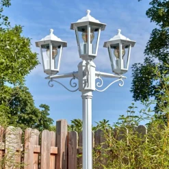 Luminaires Rustiques-hofstein Loria Luminaire extérieur, Réverbère, Eclairage de chemin Blanc, 3 lumières