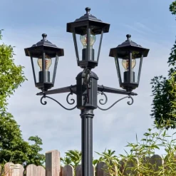 Luminaires Rustiques-hofstein Loria Luminaire extérieur, Réverbère, Eclairage de chemin Noir, 3 lumières