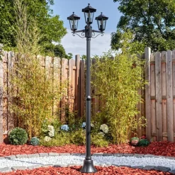 Luminaires Rustiques-hofstein Loria Luminaire extérieur, Réverbère, Eclairage de chemin Noir, 3 lumières