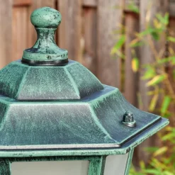 Luminaires Rustiques-hofstein Loria Réverbère, Eclairage de chemin Vert, Noir, 1 lumière