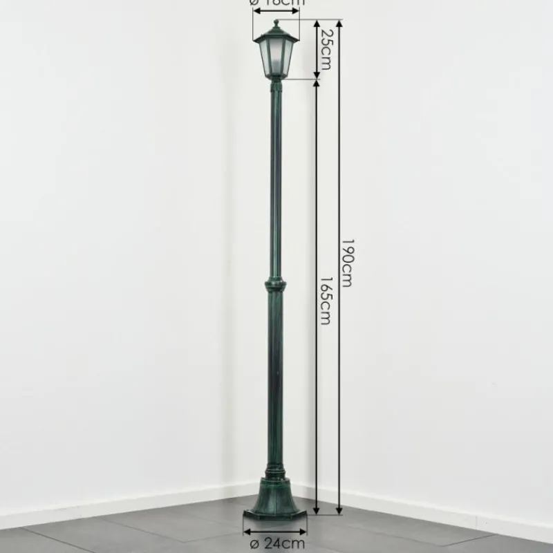 Luminaires Rustiques-hofstein Loria Réverbère, Eclairage de chemin Vert, Noir, 1 lumière