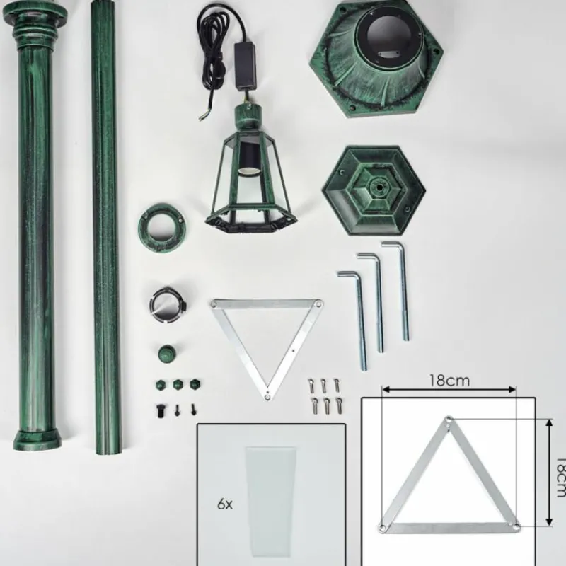 Luminaires Rustiques-hofstein Loria Réverbère, Eclairage de chemin Vert, Noir, 1 lumière