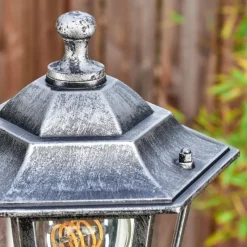 Luminaires Rustiques-hofstein Loria Réverbère, Eclairage de chemin Noir, Argenté, 1 lumière