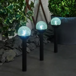 hofstein Lot de 3 lampes solaires Colognole LED Noir, 1 lumière