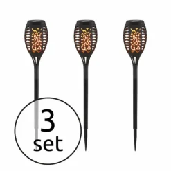 Luminaires Rustiques-Luminaires Globo Lighting Lot de 3 lampes solaires Globo SOKARO LED Noir, 12 lumières