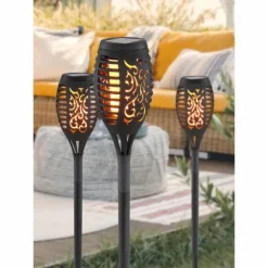 Luminaires Rustiques-Luminaires Globo Lighting Lot de 3 lampes solaires Globo SOKARO LED Noir, 12 lumières