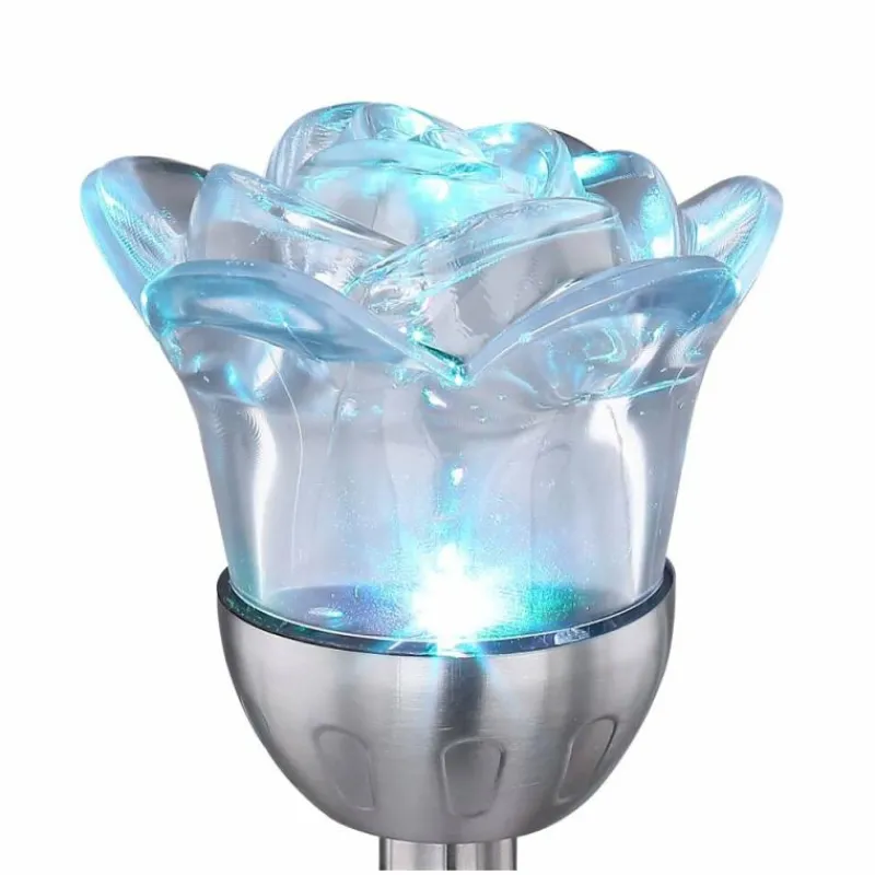 Luminaires Globo Lighting Lot de 2 lampes solaires Globo MIYUGO LED Acier inoxydable, 1 lumière, Changeur de couleurs