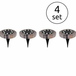 Luminaires Rustiques-Luminaires Globo Lighting Lot de 4 lampes solaires Globo LED Gris, 8 lumières