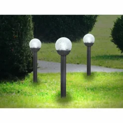Luminaires Rustiques-Luminaires Globo Lighting Lot de 3 lampes solaires Globo LED Noir, 1 lumière