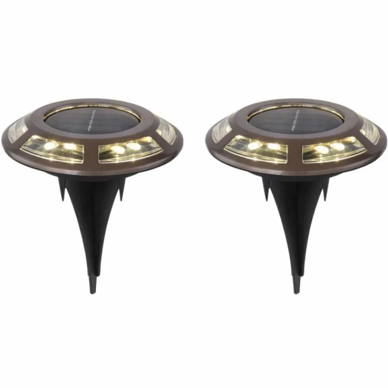 Luminaires Globo Lighting Lot de 2 lampes solaires Globo LED Cuivre, Noir, 12 lumières