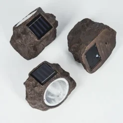 hofstein Lot de 3 lampes solaires Sameo LED Brun, 4 lumières