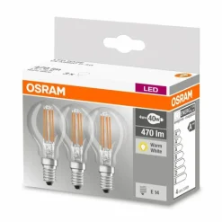 Luminaires Osram Lot de 3 Osram LED E14 4,5 Watt 2700 Kelvin 470 Lumen