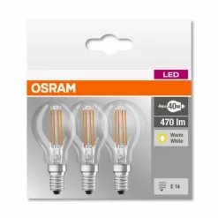 Luminaires Osram Lot de 3 Osram LED E14 4,5 Watt 2700 Kelvin 470 Lumen
