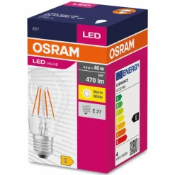 Luminaires Osram E27 LED 4 Watt blanc chaud 470 Lumen