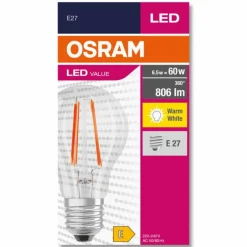Luminaires Osram E27 LED 6.5 Watt blanc chaud 806 Lumen