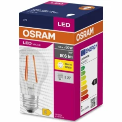 Luminaires Osram E27 LED 6.5 Watt blanc chaud 806 Lumen