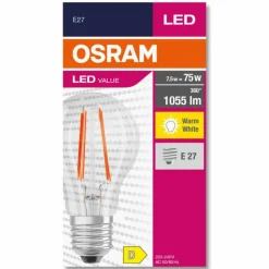 Luminaires Osram E27 LED 7.5 Watt blanc chaud 1055 Lumen