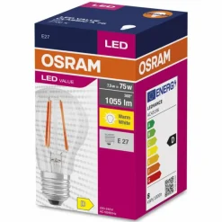 Luminaires Osram E27 LED 7.5 Watt blanc chaud 1055 Lumen