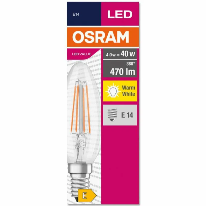 Luminaires Osram E14 LED 4 Watt blanc chaud 470 Lumen