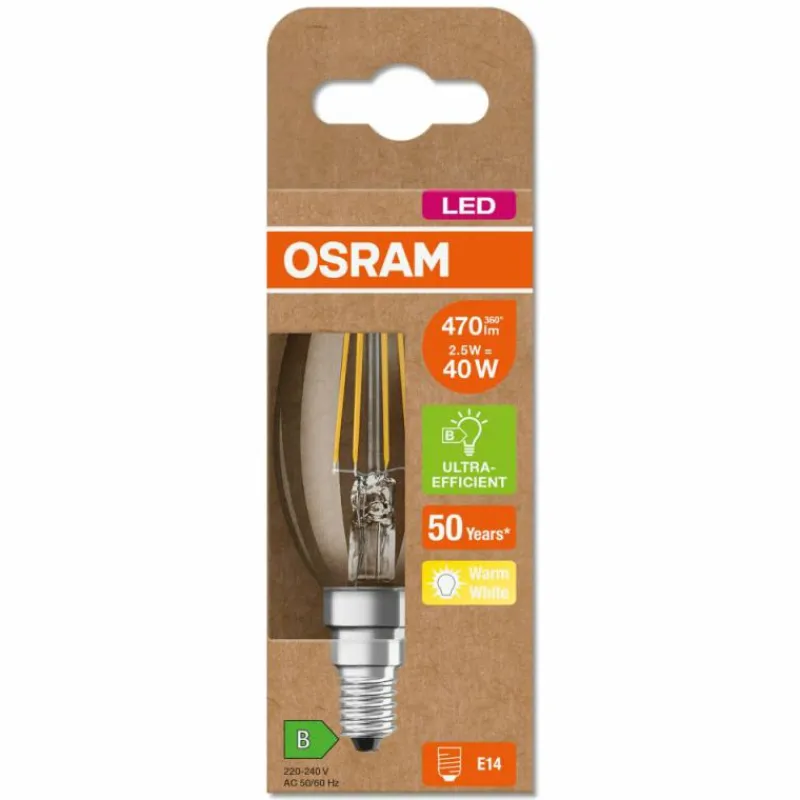 Luminaires Osram E14 LED 2.5 Watt blanc chaud 470 Lumen
