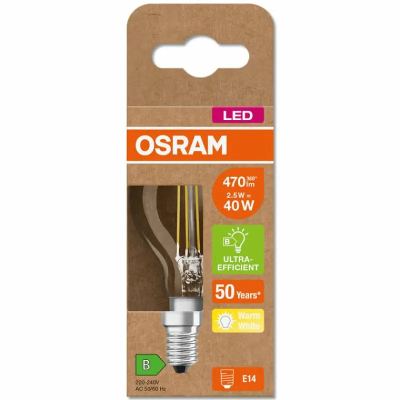 Luminaires Osram E14 LED 2.5 Watt blanc chaud 470 Lumen