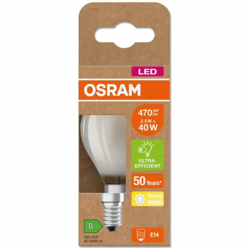Luminaires Osram E14 LED 2.5 Watt blanc chaud 470 Lumen