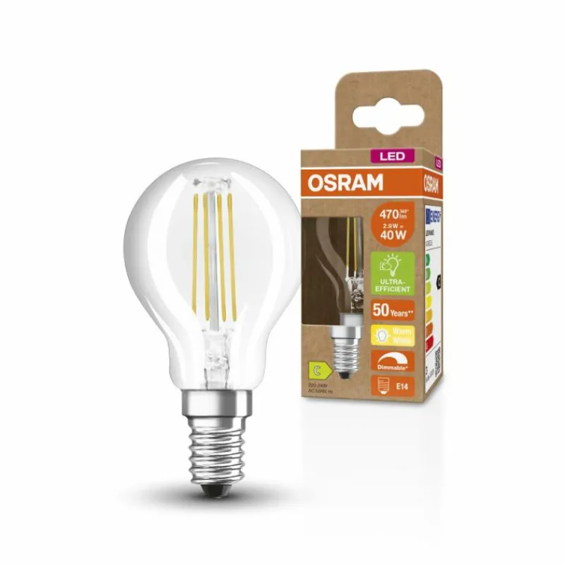 Luminaires Osram E14 LED 2.9 Watt blanc chaud dimmable 470 Lumen