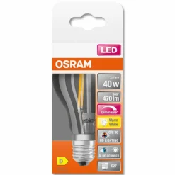 Luminaires Osram E27 LED 3.4 Watt blanc chaud dimmable 470 Lumen