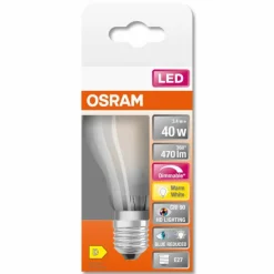 Luminaires Osram E27 LED 3.4 Watt blanc chaud dimmable 470 Lumen