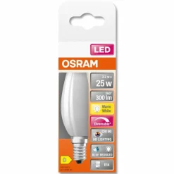 Luminaires Osram E14 LED 2.2 Watt blanc chaud dimmable 300 Lumen