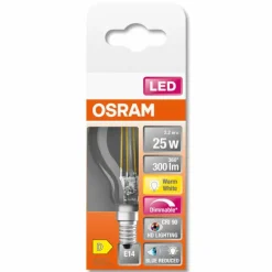 Luminaires Osram E14 LED 2.2 Watt blanc chaud dimmable 300 Lumen