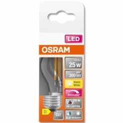 Luminaires Osram E27 LED 2.2 Watt blanc chaud dimmable 300 Lumen