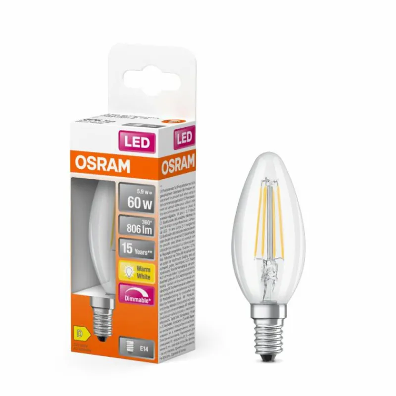 Luminaires Osram E14 LED 5.5 Watt blanc chaud dimmable 806 Lumen