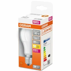 Luminaires Osram E27 LED 6.5 Watt blanc chaud 600 Lumen