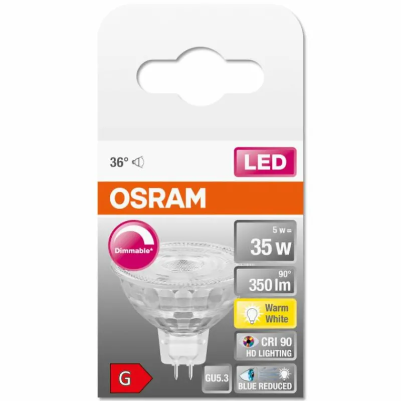 Luminaires Osram GU5.3 LED 5 Watt blanc chaud dimmable 350 Lumen