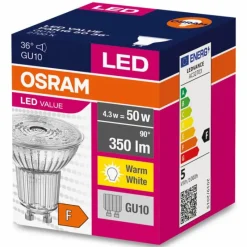 Luminaires Osram GU10 LED 4.3 Watt blanc chaud 350 Lumen
