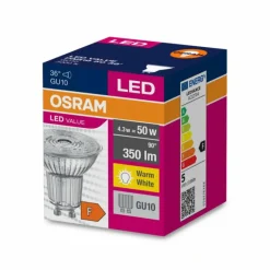 Luminaires Osram GU10 LED 4.3 Watt blanc chaud 350 Lumen