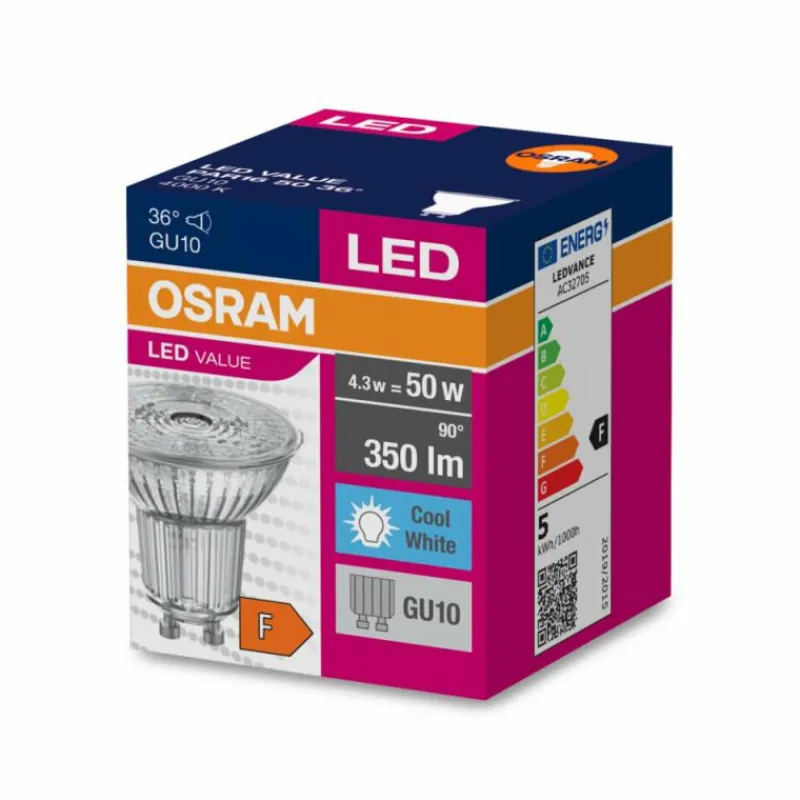 Luminaires Osram GU10 LED 4.3 Watt blanc neutre 350 Lumen