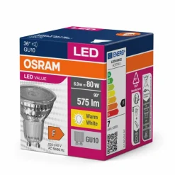 Luminaires Osram GU10 LED 6.9 Watt blanc chaud 575 Lumen