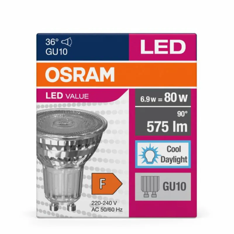 Luminaires Osram GU10 LED 6.9 Watt blanc lumière du jour 575 Lumen