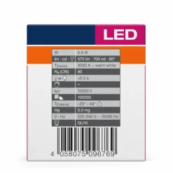 Luminaires Osram GU10 LED 6.9 Watt blanc chaud 575 Lumen