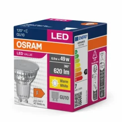 Luminaires Osram GU10 LED 6.9 Watt blanc chaud 620 Lumen