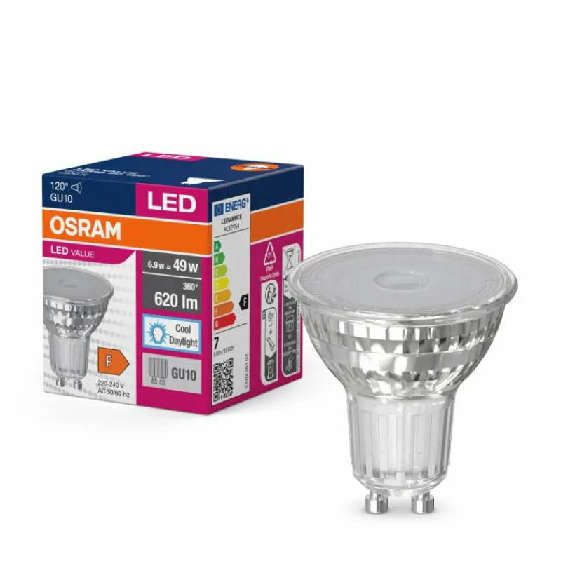 Luminaires Osram GU10 LED 6.9 Watt blanc lumière du jour 620 Lumen