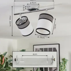 Lampes En Tissu-hofstein Lundegaard Plafonnier, Spot de plafond Chrome, 2 lumières
