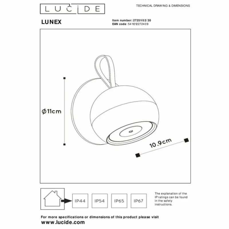 Luminaires Lucide LUNEX Lampe murale d´extérieur LED Noir, 1 lumière