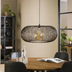 hofstein lustre Agueda Brun foncé, Nickel mat, Noir, 1 lumière* Suspensions