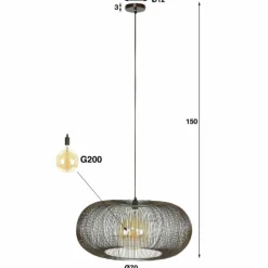hofstein lustre Agueda Brun foncé, Nickel mat, Noir, 1 lumière* Suspensions