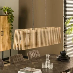 Lampes En Bois-hofstein lustre Kierbon Écru, 5 lumières