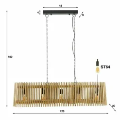 Lampes En Bois-hofstein lustre Kierbon Écru, 5 lumières