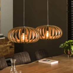 Lampes En Bois-hofstein lustre Pirmil Écru, 2 lumières